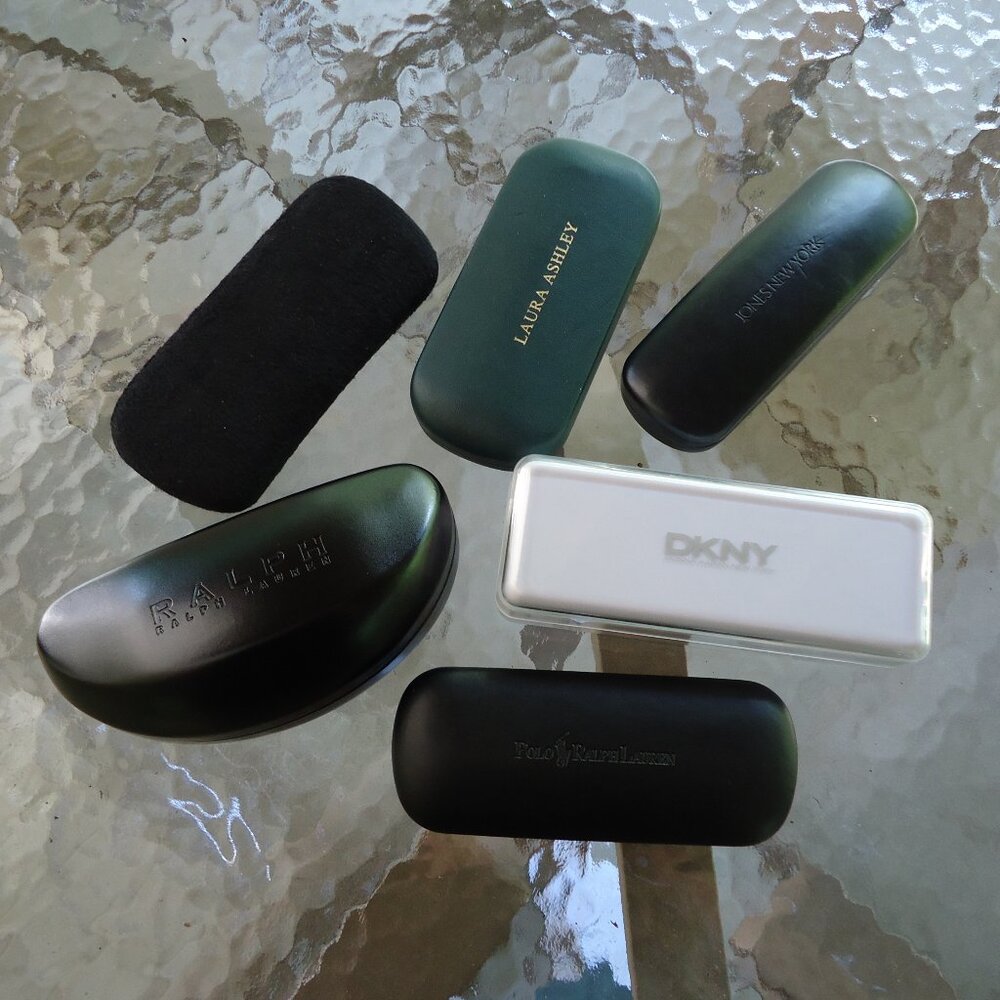 6 Eyeglass Cases Ralph Lauren, DKNY, JNY, Laura Ashley, Bebe